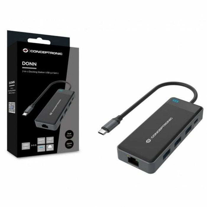 Hub USB-C 7 Porturi Conceptronic 110518107101 Negru Gri 100 W (1 Unități)