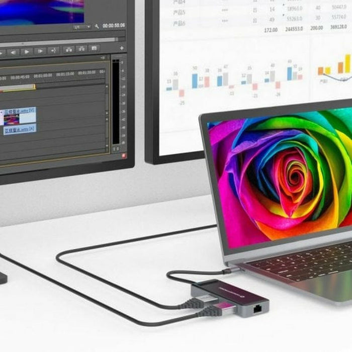 Hub USB-C 7 Porturi Conceptronic 110518107101 Negru Gri 100 W (1 Unități)