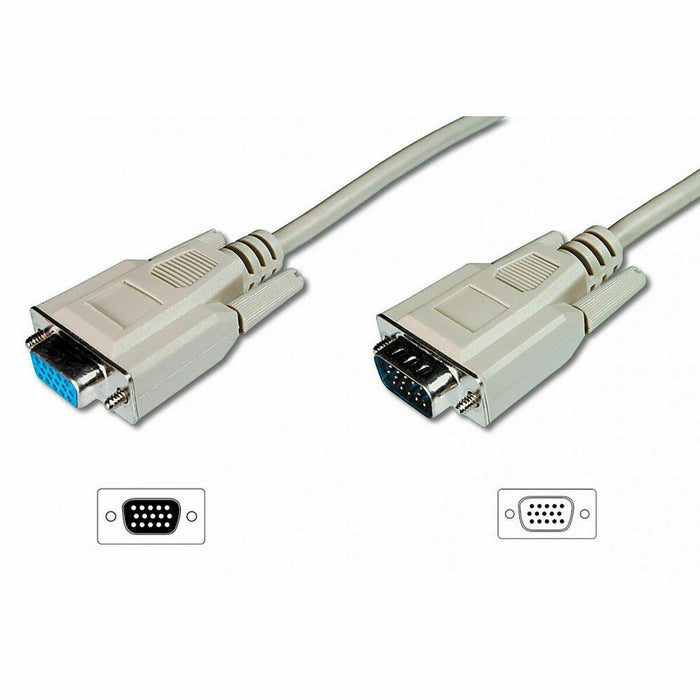 Cablu Prelungitor VGA Digitus AK-310200-018-E Gri 1,8 m Bej Alb