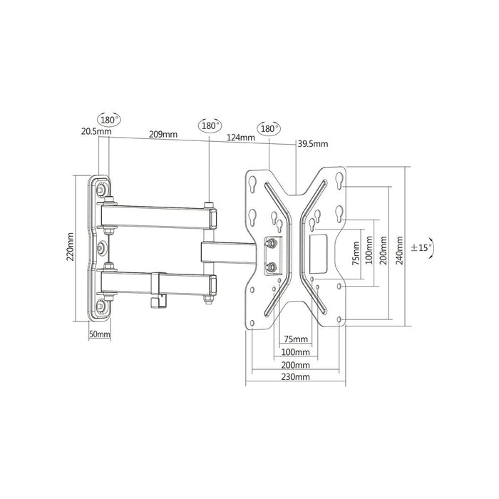 Suport TV cu Braț Digitus DA-90357 19" 42" 30 Kg