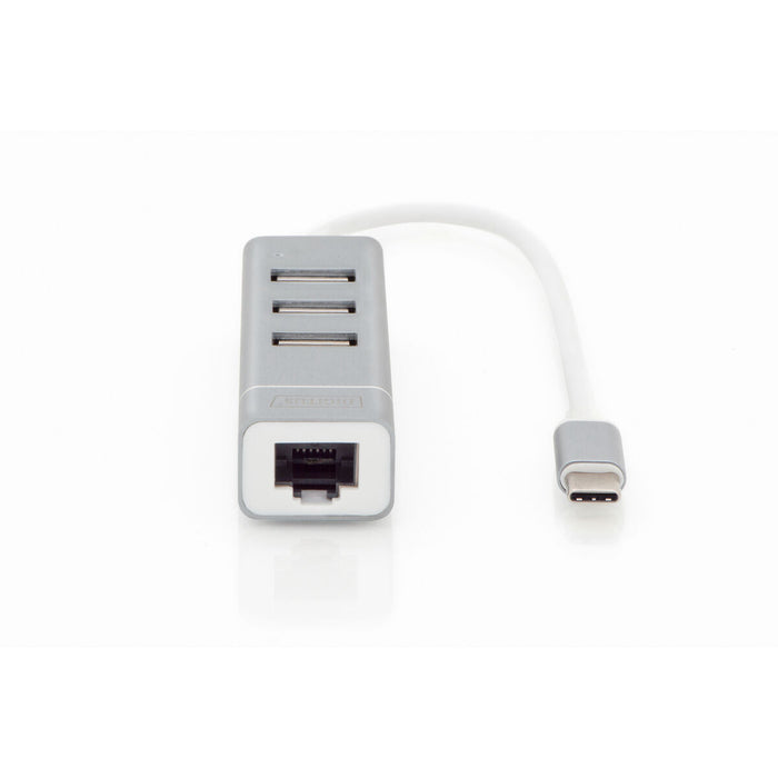 Hub USB Digitus Gri Argintiu Aluminiu