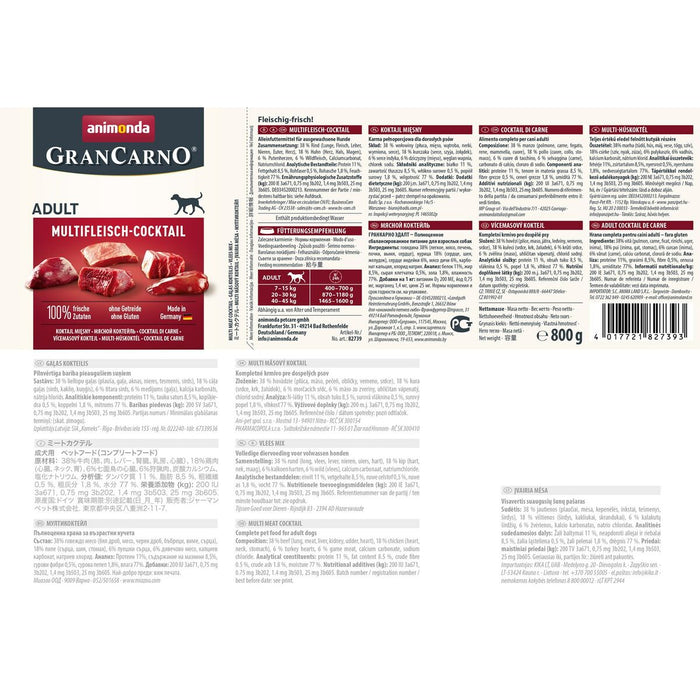 Hrană umedă Animonda GranCarno Pui Curcan Carne Vițel 800 g