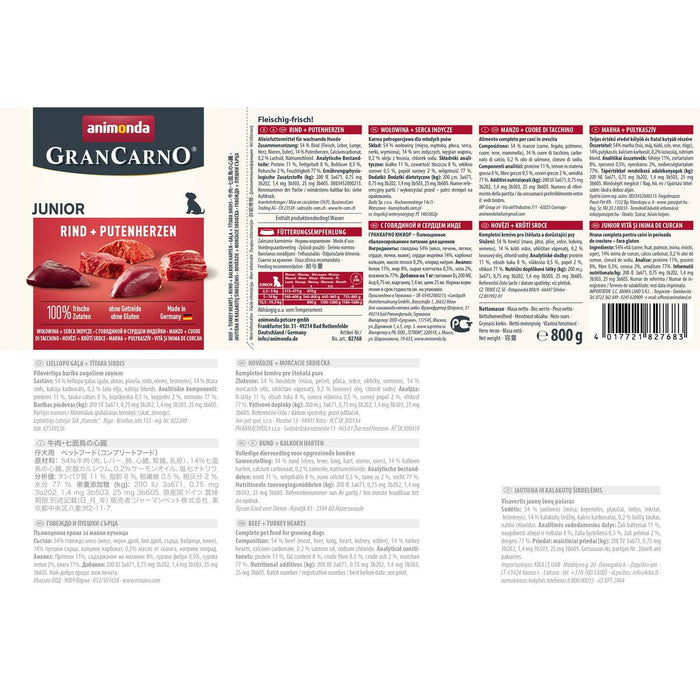 Hrană umedă Animonda GranCarno Junior Curcan Vițel 800 g