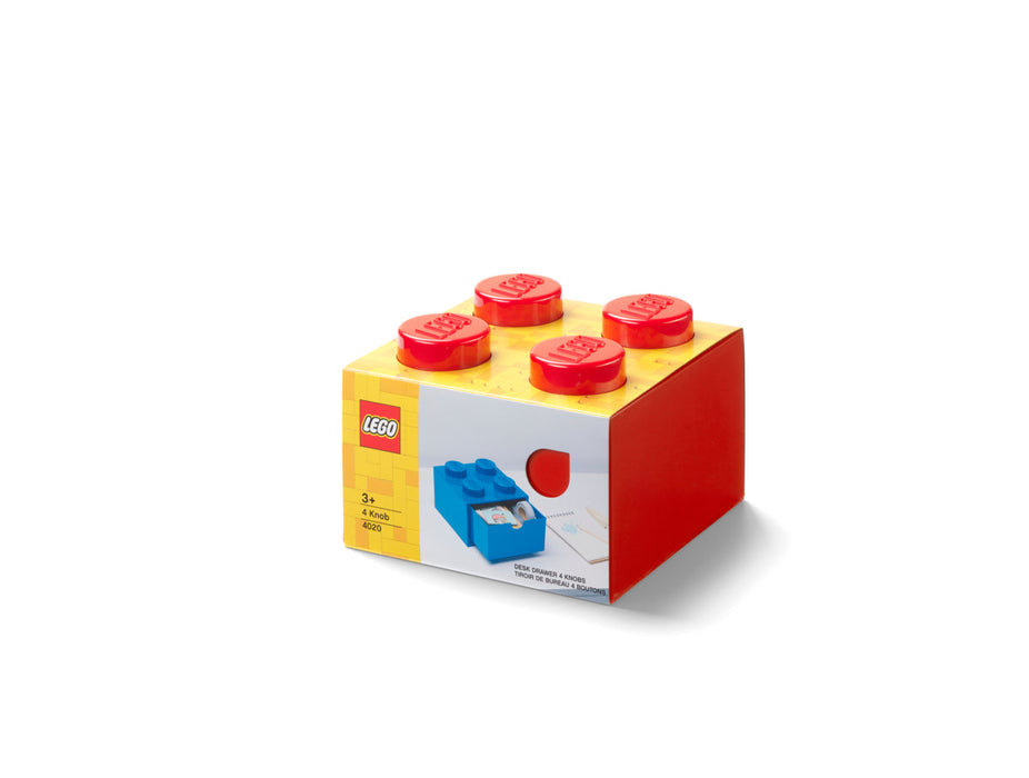 Sertar de birou LEGO, 4 butoane (2x2), roșu, 15,8 x 15,8 x 11,3 cm