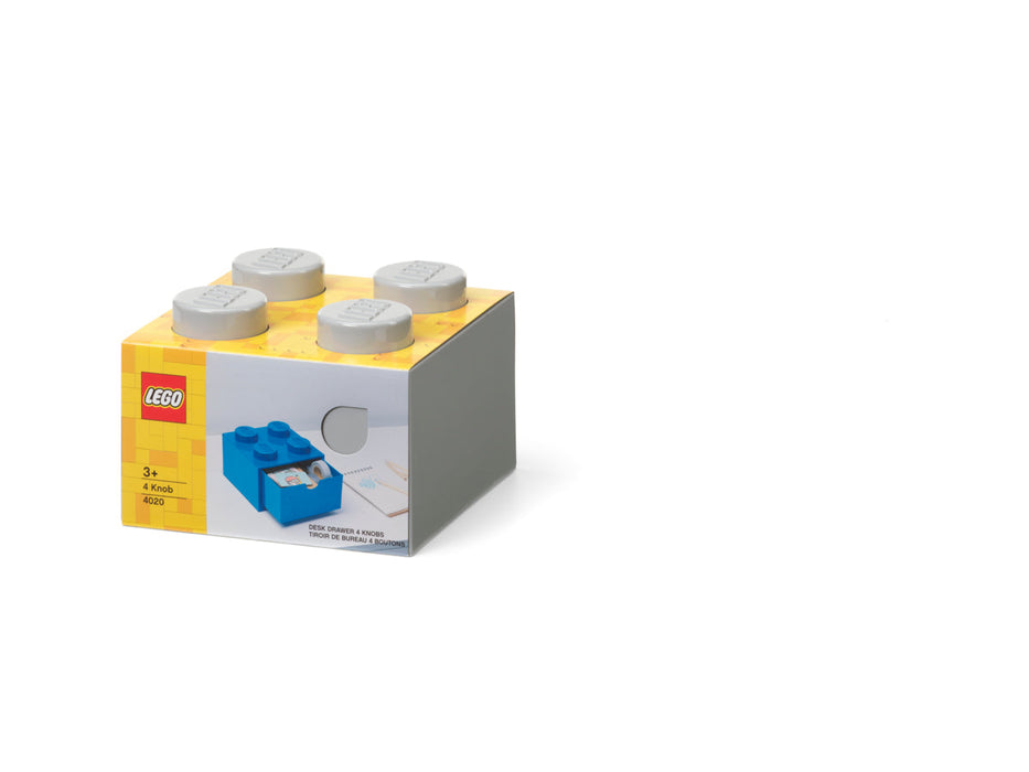 Sertar de birou LEGO, 4 butoni, gri, 15,8 x 15,8 x 11,3 cm