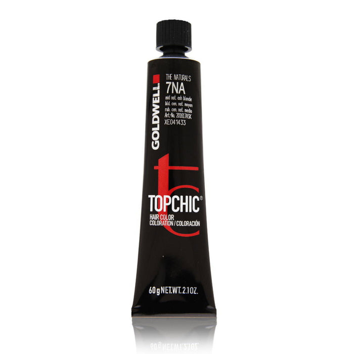 Vopsea permanentă de păr Goldwell TopChic, nuanța 7NA Middle Natural Ash Blonde, 60 ml