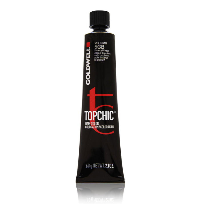 Vopsea permanentă de păr Goldwell Topchic, nuanța 5GB Light Brown Gold, 60 ml