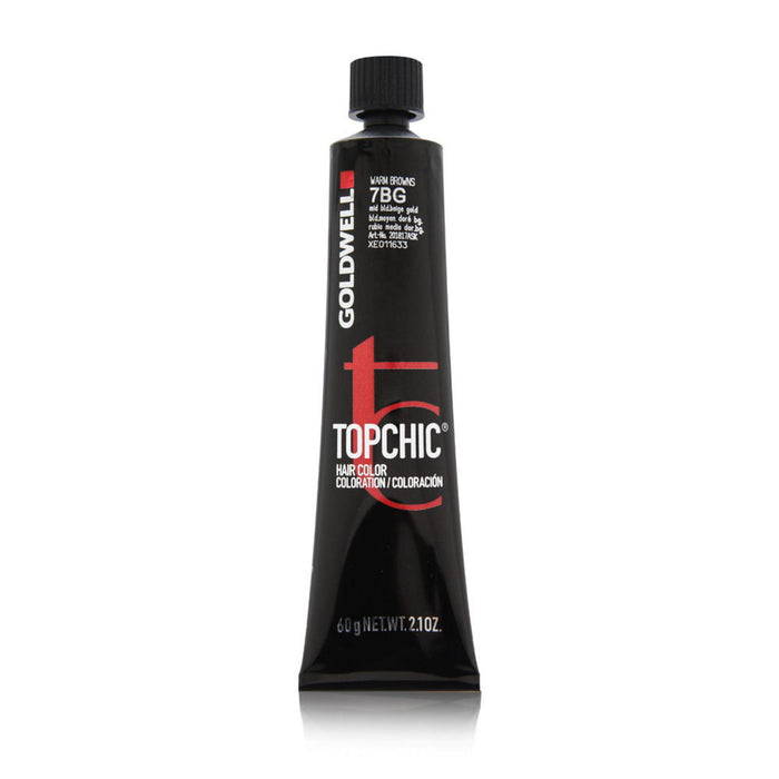 Vopsea permanentă de păr Goldwell TopChic, nuanța 7BG Middle Blonde Beige Gold, 60 ml