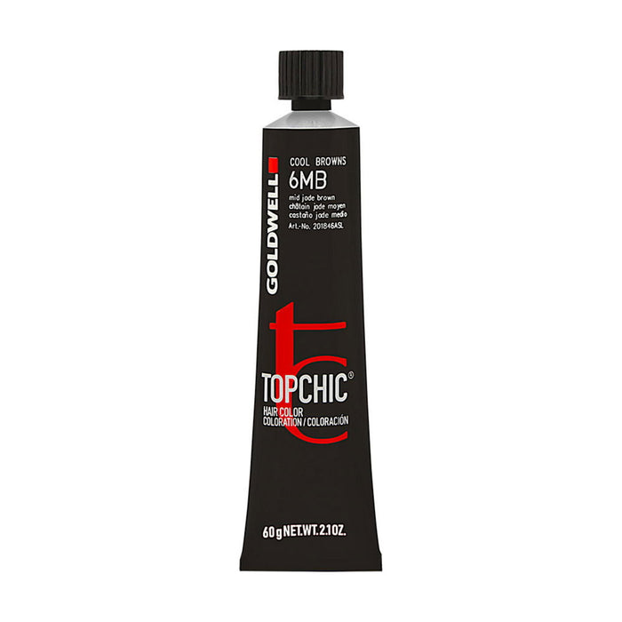 Vopsea permanentă de păr Goldwell TopChic, nuanța 6MB Cool Browns, 60 g