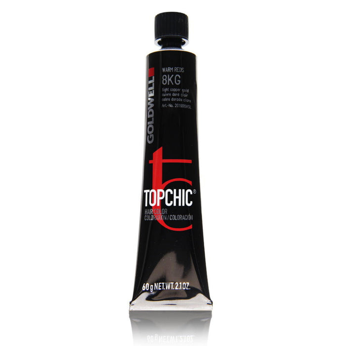 Vopsea permanentă de păr Goldwell TopChic, nuanța 8KG Light Copper Gold, 60 ml