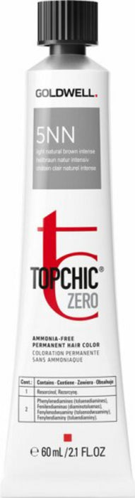 Vopsea permanentă de păr Goldwell TopChic Zero, fără amoniac, nuanța 5NN Light Brown Extra, 60 ml