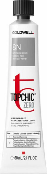 Vopsea permanentă de păr Goldwell TopChic Zero, fără amoniac, nuanța 8N Light Blonde, 60 ml