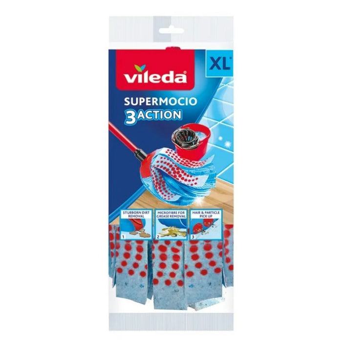 Mop Vileda 3Action Velour XL Albastru Roșu