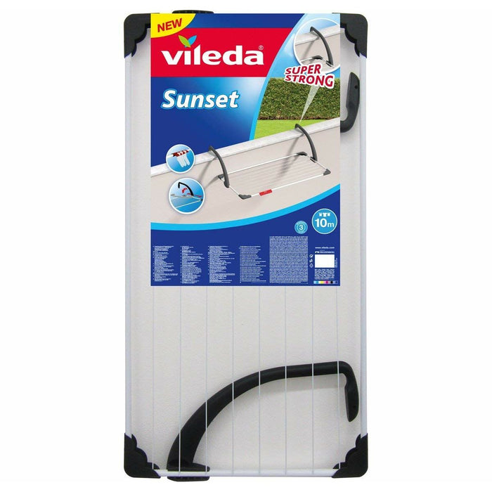 Suport de întins rufe Vileda 157229 Sunset CJ6 Pentru atârnare la balcon Oțel Alb Rășină (110 x 56 x 28 cm) (10 m)