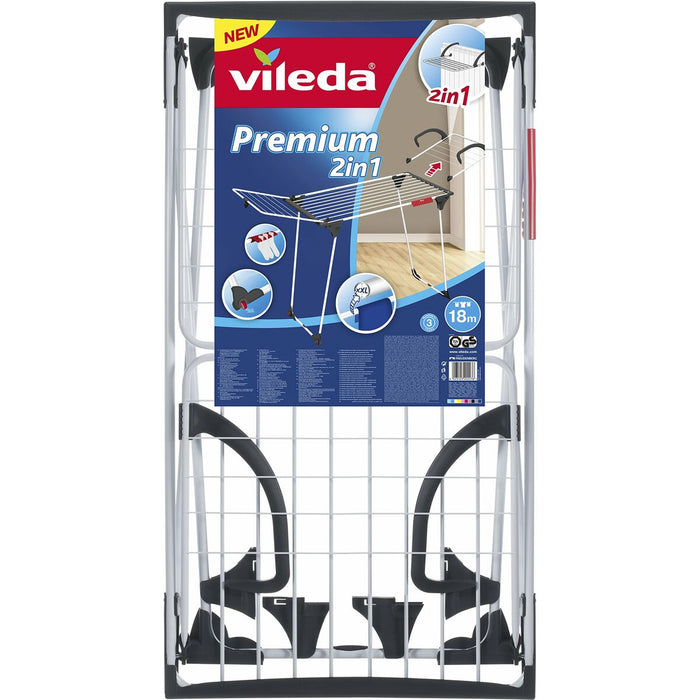 Suport de întins rufe Vileda Premium 2 în 1 Gri Oțel (180 x 91 x 57 cm)