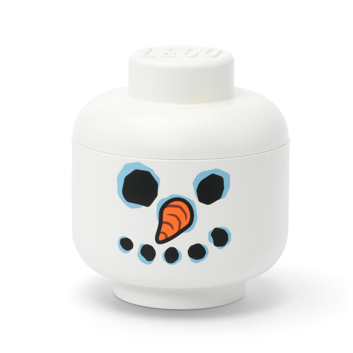Cutie de depozitare LEGO, cap de minifigurină Om de zăpadă, 16 × 18,5 cm