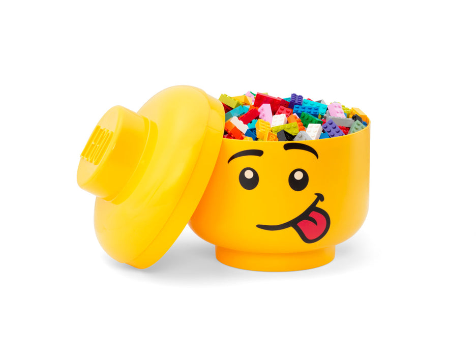 Cutie de depozitare LEGO, cap de minifigurină Silly, 24 × 27,1 cm