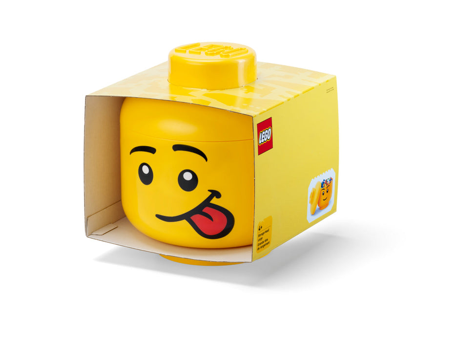 Cutie de depozitare LEGO, cap de minifigurină Silly, 24 × 27,1 cm