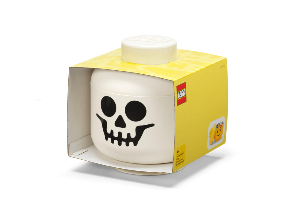 Cutie de depozitare LEGO, cap de minifigurină Schelet, 24 × 27,1 cm, mărimea L