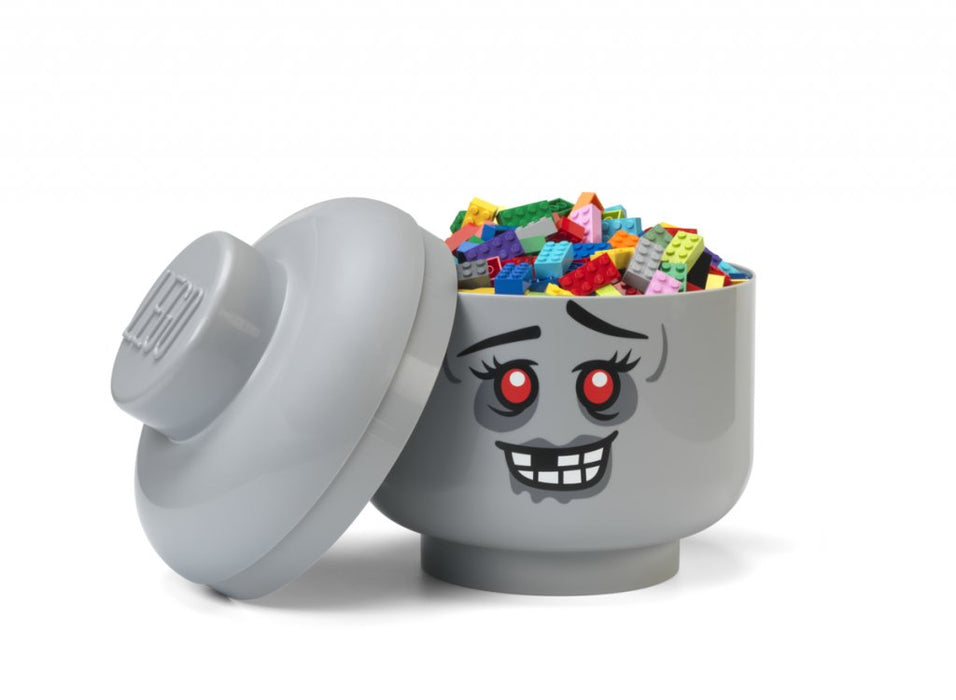 Cutie de depozitare LEGO, cap de minifigurină Zombie, mărime L, 24 × 27,1 cm