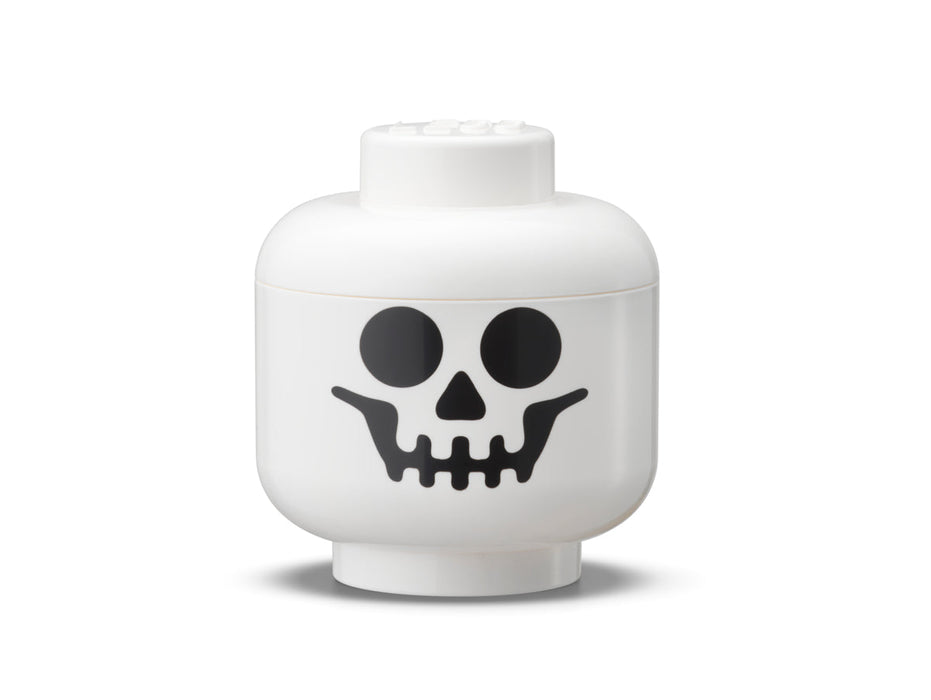 Cutie de depozitare LEGO, cap de minifigurină schelet alb, 10,2 × 11,5 cm