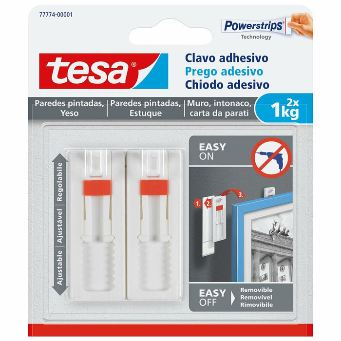 Suport de Perete TESA 77774 1 kg Adeziv Cuie Alb