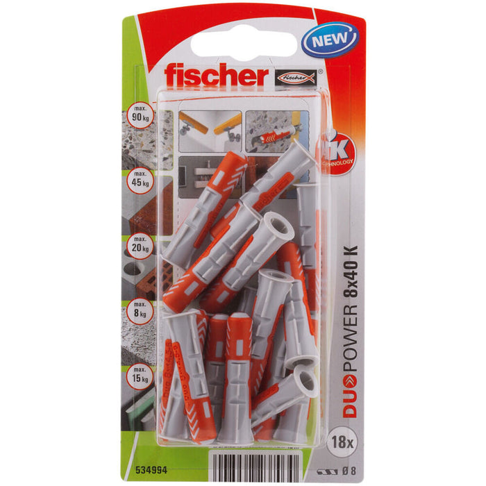 Crampoane Fischer DuoPower 534994 8 x 40 mm Nailon (18 Unități)