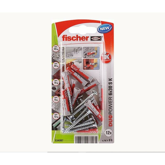 Dibluri și șuruburi Fischer duopower Dibluri și șuruburi 12 Unități (6 x 30 mm)