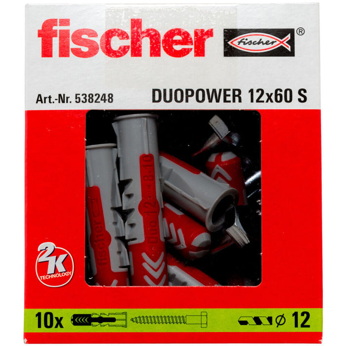 Dibluri și șuruburi Fischer DUOPOWER 538248 Ø  12x60 mm (10 Unități)
