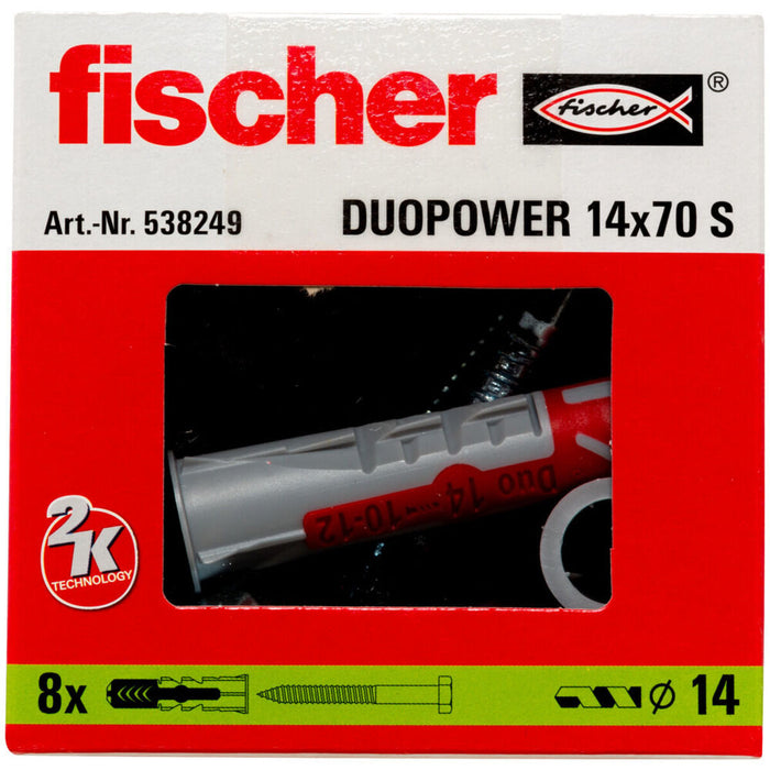 Dibluri și șuruburi Fischer DUOPOWER 538249 Ø  14x70 mm (8 Unități)