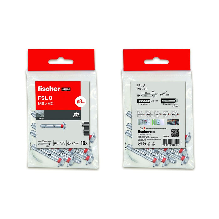 Bolț Fischer Podea 6 x 60 mm 16 Unități