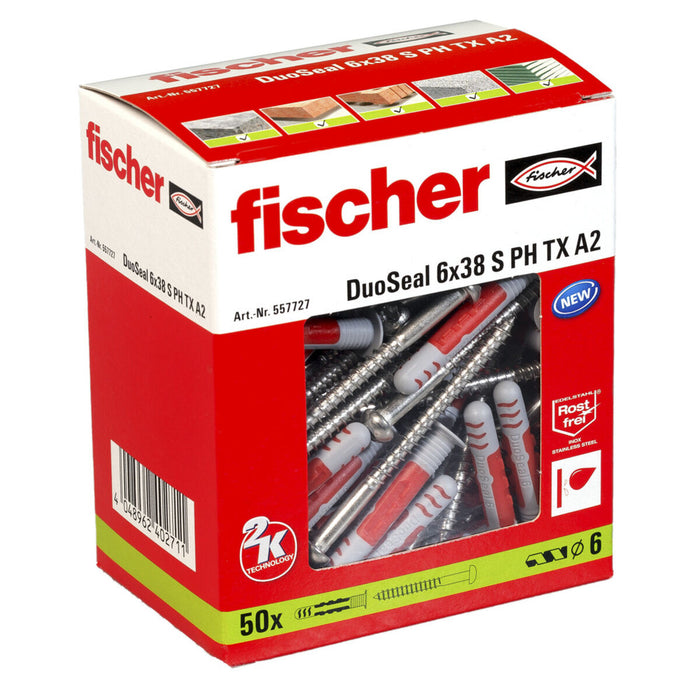 Dibluri și șuruburi Fischer DuoSeal 557727 S A2 Hidroizolatoare Ø 6 x 38 mm (50 Unități)