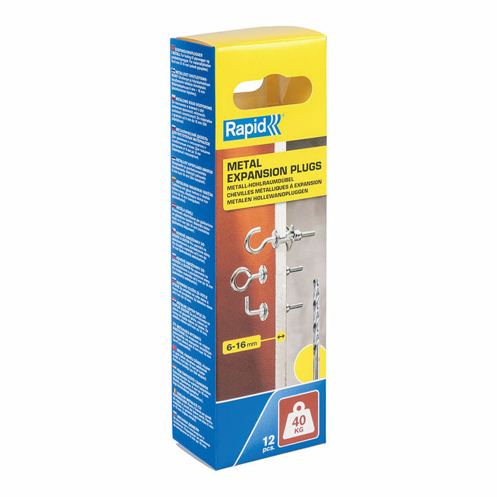 Set de cârlige, șuruburi cu ochi și umerașe Rapid Ø 11 x 37 mm Expansiune Metal 12 Unități