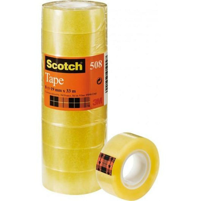 Set de Benzi Adezive Scotch 508 Transparent 8 Piese 19 mm x 33 m