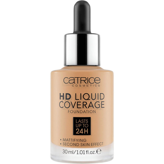 Fond de ten lichid Catrice HD Liquid Coverage, matifiant, nuanța 046 Camel Beige, 30 ml