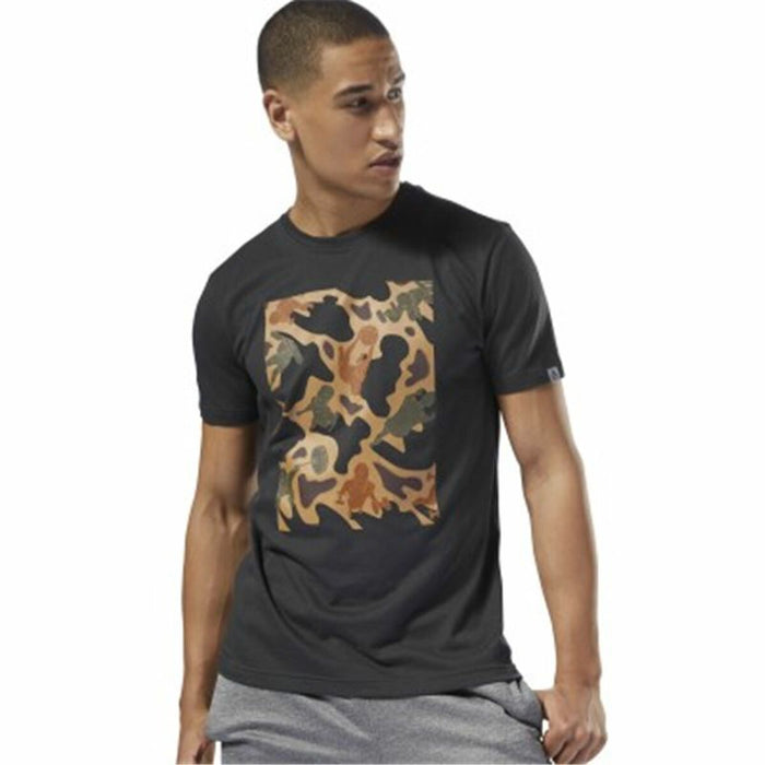 Tricou cu Mânecă Scurtă Bărbați Reebok Sportswear Training Camuflaj Negru