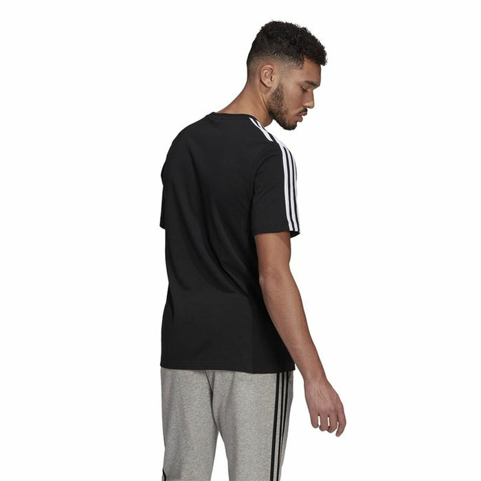 Tricou cu Mânecă Scurtă Bărbați Adidas  Essentials 3 bandas Negru
