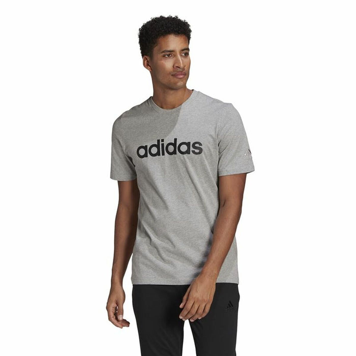 Tricou cu Mânecă Scurtă Bărbați Adidas Embroidered Linear Logo Gri Bărbați