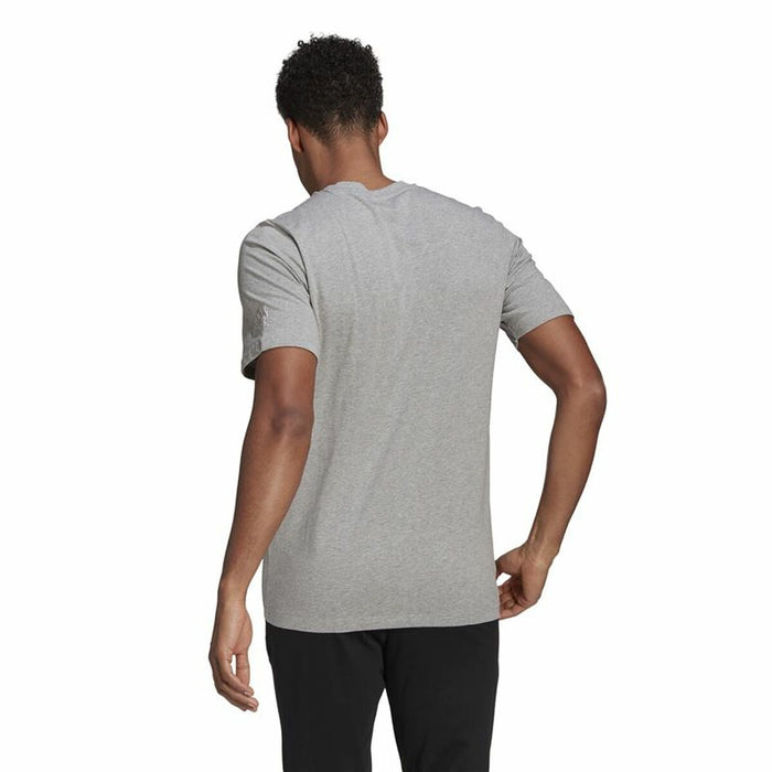 Tricou cu Mânecă Scurtă Bărbați Adidas Embroidered Linear Logo Gri Bărbați