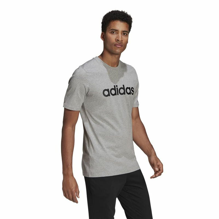 Tricou cu Mânecă Scurtă Bărbați Adidas Embroidered Linear Logo Gri Bărbați