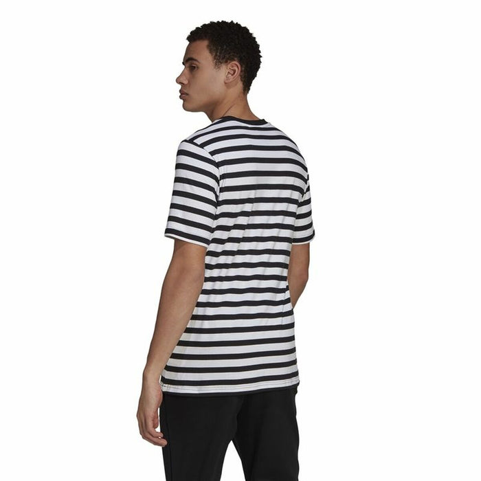 Tricou cu Mânecă Scurtă Bărbați  Essentials Stripey  Adidas Embroidered Logo Negru