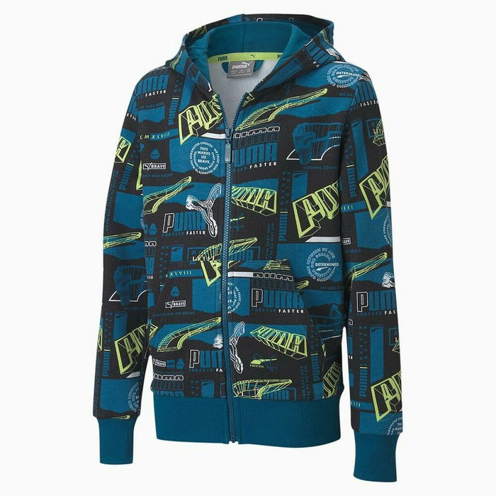 Hanorac cu Glugă Copii Puma  FULL-ZIP 583197 Albastru