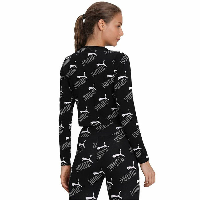 Tricou cu Mânecă Scurtă Femei Puma Amplified AOP LS Fitted  Negru