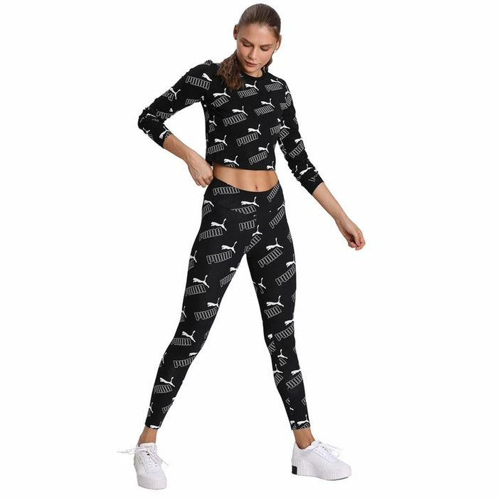 Tricou cu Mânecă Scurtă Femei Puma Amplified AOP LS Fitted  Negru