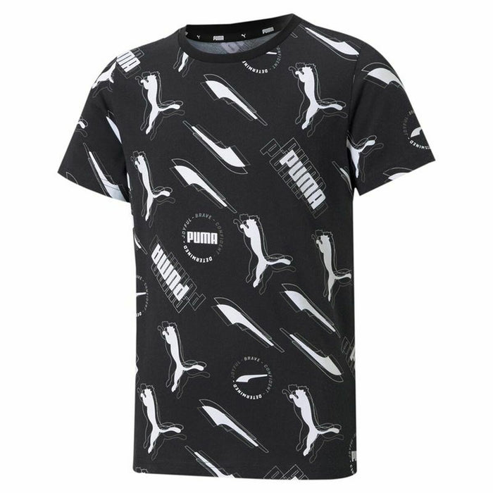 Tricou cu Mânecă Scurtă pentru Copii Puma AOP Negru