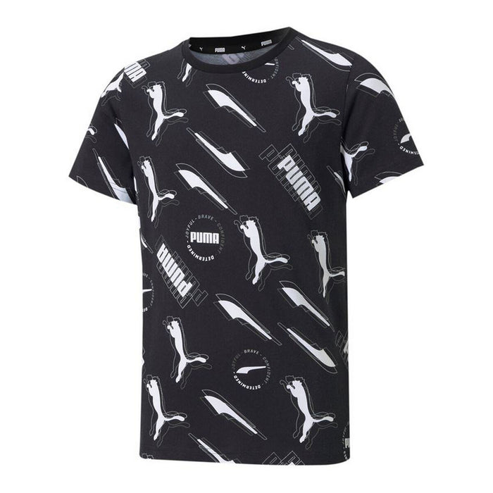Tricou cu Mânecă Scurtă pentru Copii Puma AOP Negru
