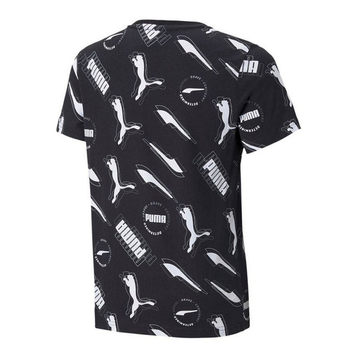 Tricou cu Mânecă Scurtă pentru Copii Puma AOP Negru