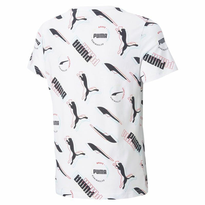 Tricou cu Mânecă Scurtă pentru Copii Puma AOP Alb