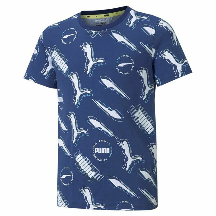 Tricou cu Mânecă Scurtă pentru Copii Puma AOP Albastru închis