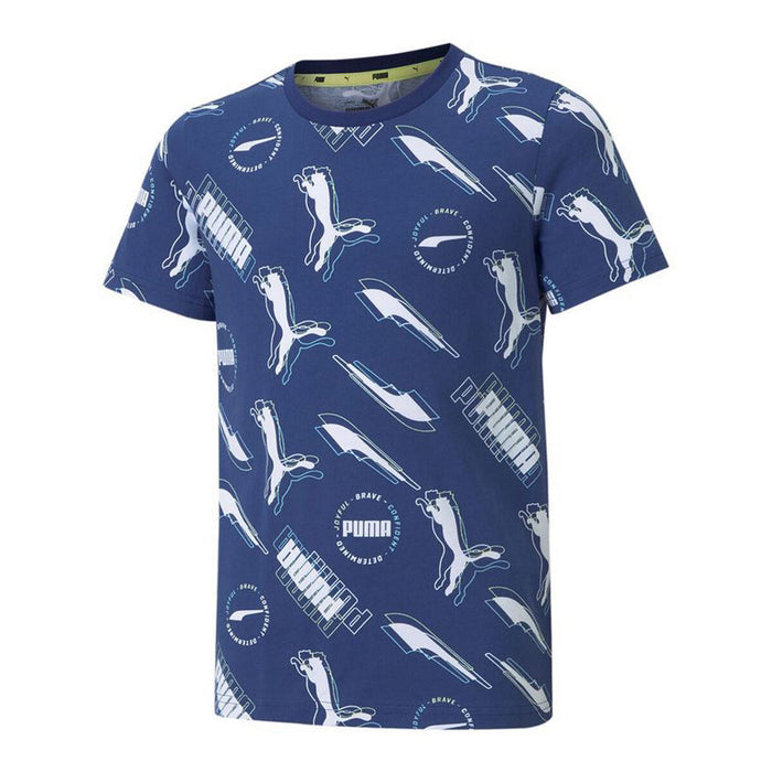 Tricou cu Mânecă Scurtă pentru Copii Puma AOP Albastru închis